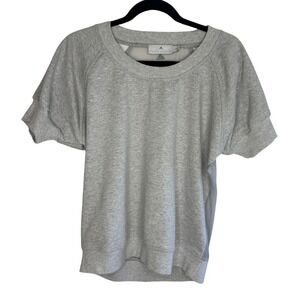 Adidas Stella McCartney Gray Mesh Back Short Sleeve Sweatshirt Top Large